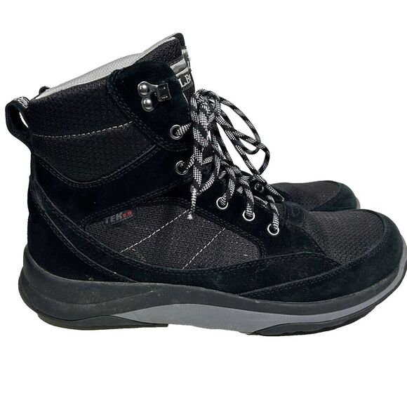 LL Bean Snow Sneaker Boots Mid Lace-Up Black Size 10 Womens Hike Camp Outdoors - Picture 1 of 7